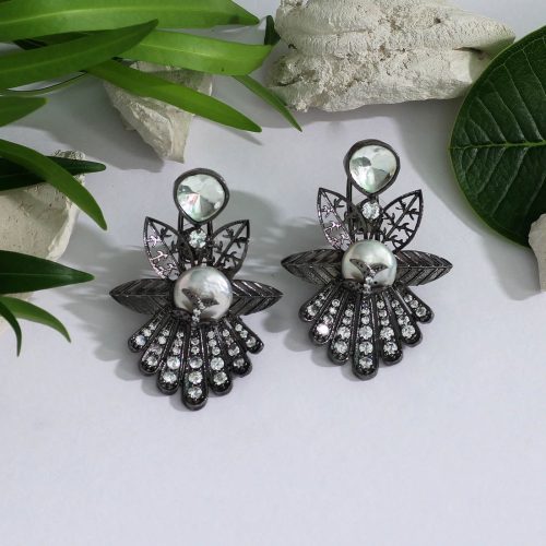 White Color American Diamond Earrings