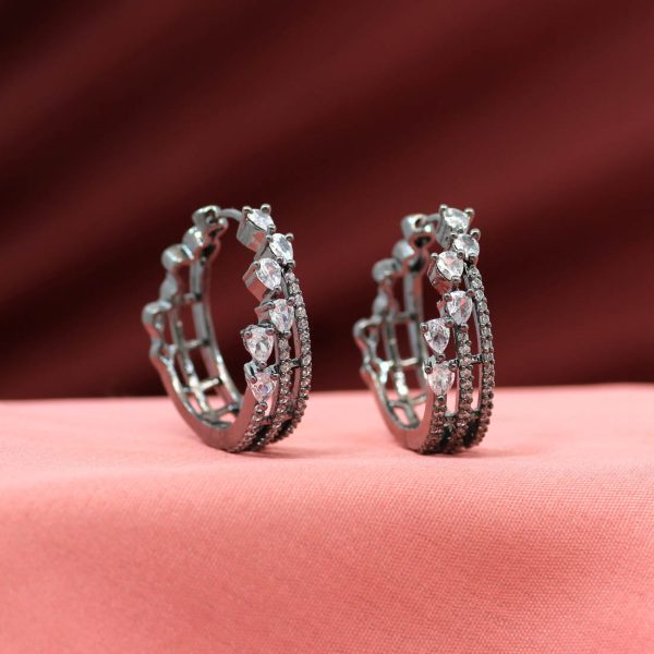White Color American Diamond Earrings-17002