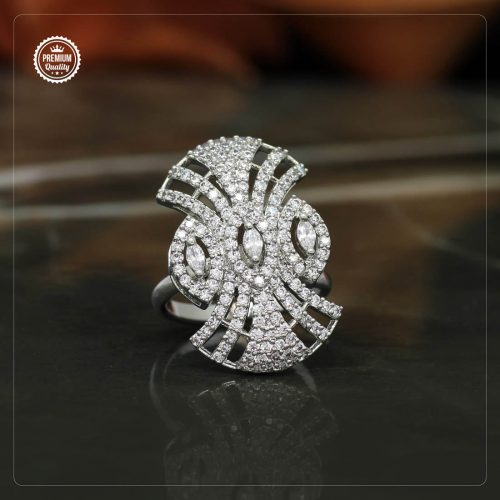 White Color American Diamond Finger Brass Ring