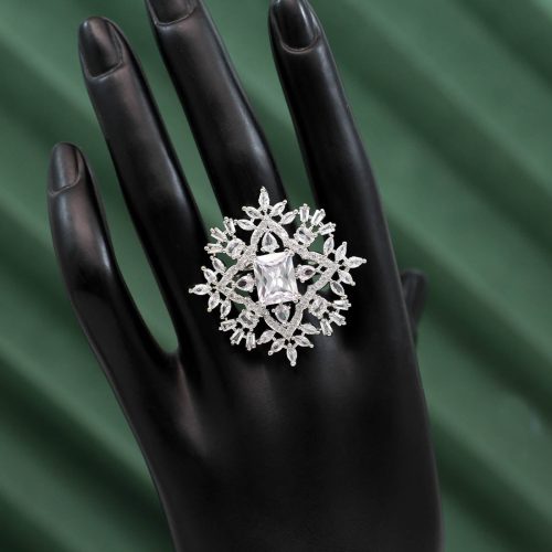 White Color American Diamond Finger Ring