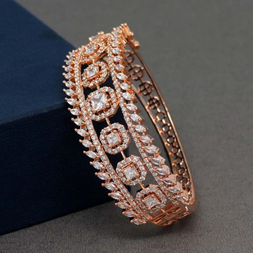 White Color American Diamond Rose Gold Bracelet