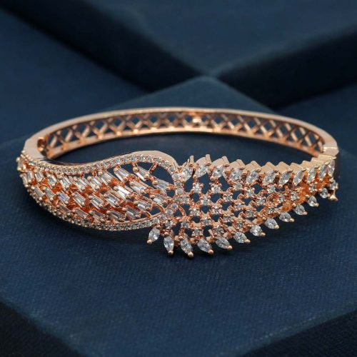 White Color American Diamond Rose Gold Bracelet