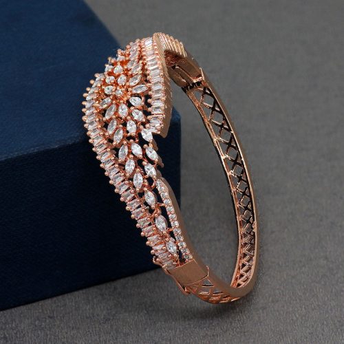 White Color American Diamond Rose Gold Bracelet