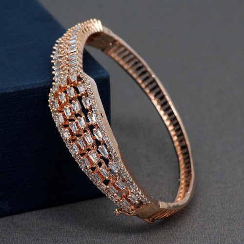 White Color American Diamond Rose Gold Bracelet