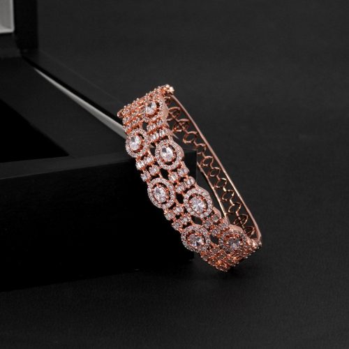 White Color American Diamond Rose Gold Bracelet