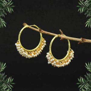 White Color Antique Hoop Earrings-0