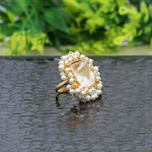 White Color Baroque Pearl Rings-0