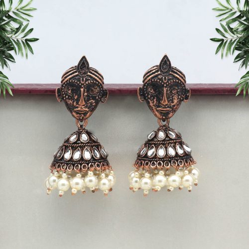 White Color Copper Earrings