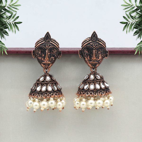 White Color Copper Earrings-0