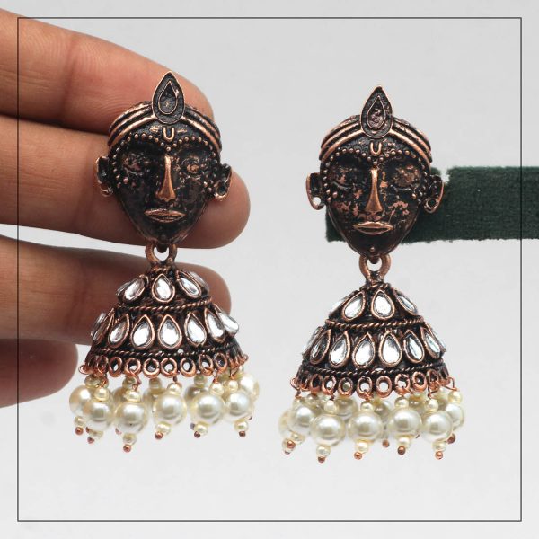 White Color Copper Earrings-5954