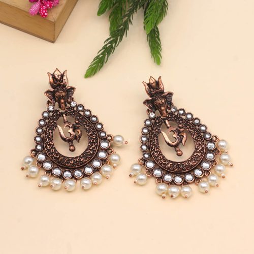 White Color Copper Earrings