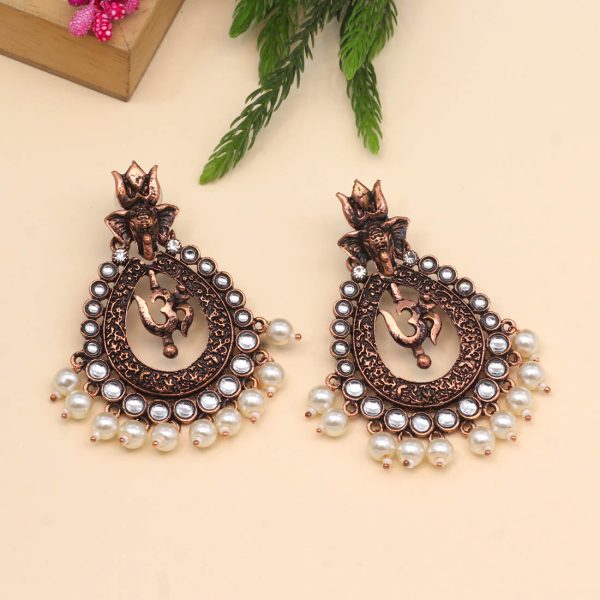 White Color Copper Earrings-0