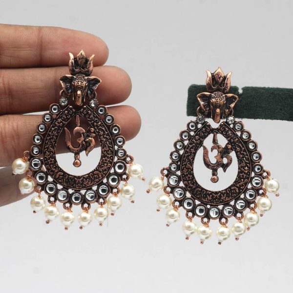 White Color Copper Earrings-5958