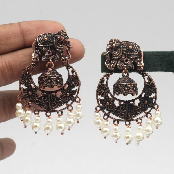 White Color Copper Earrings-0