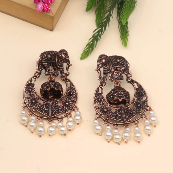 White Color Copper Earrings-5972