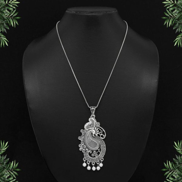 White Color Glass Stone Peacock Insparied Necklace-0