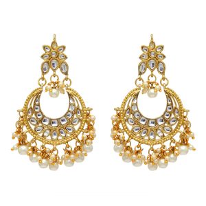 White Color Imitation & Kundan Earrings-0