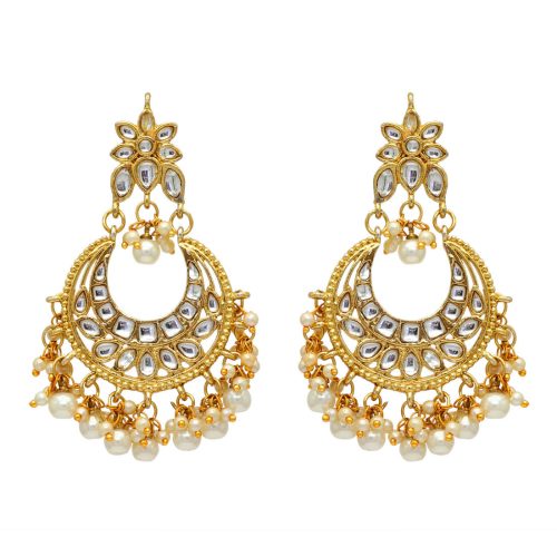 White Color Imitation & Kundan Earrings