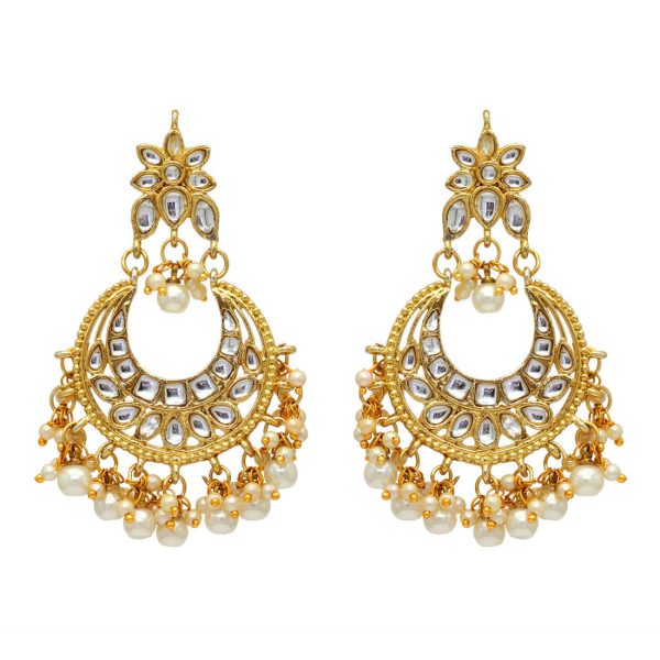 White Color Imitation & Kundan Earrings-0