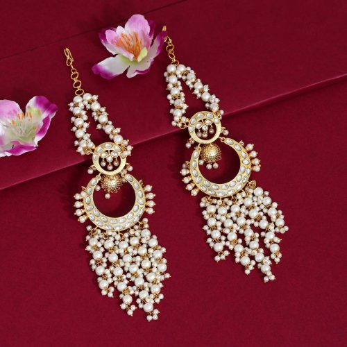 White Color Kundan Earrings