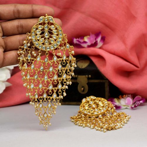 White Color Kundan Earrings