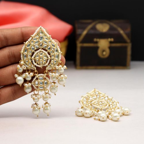 White Color Kundan Earrings