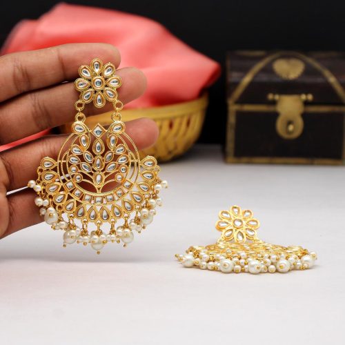 White Color Kundan Earrings