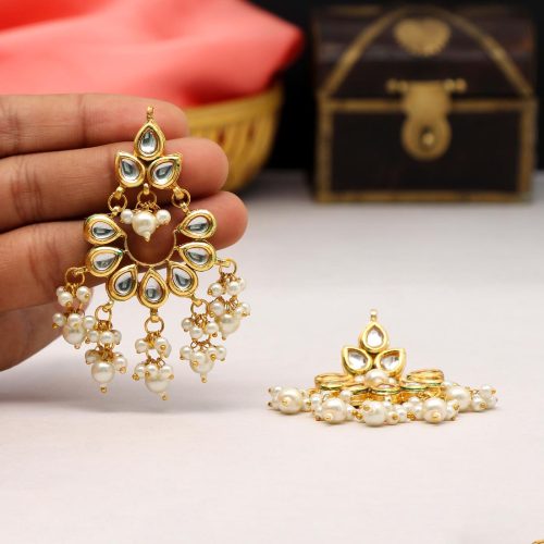 White Color Kundan Earrings