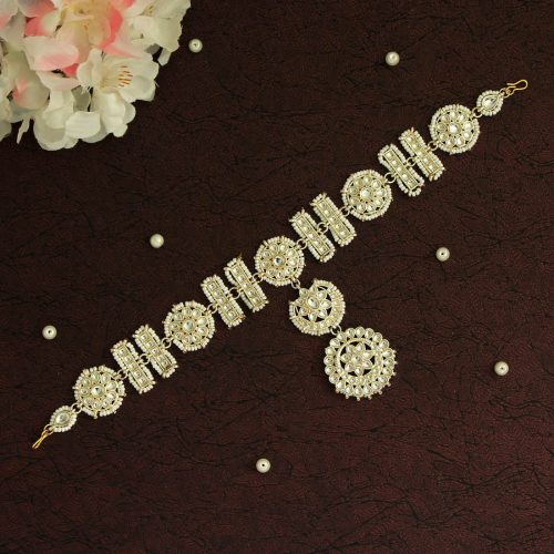 White Color Kundan Matha Patti