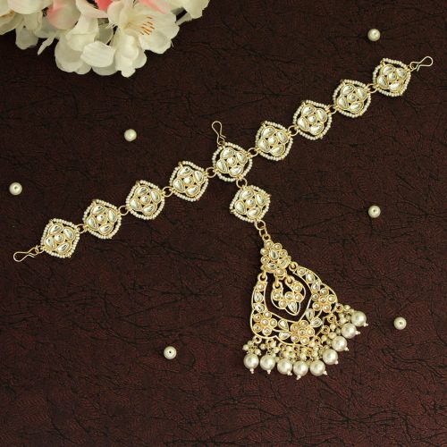 White Color Kundan Matha Patti