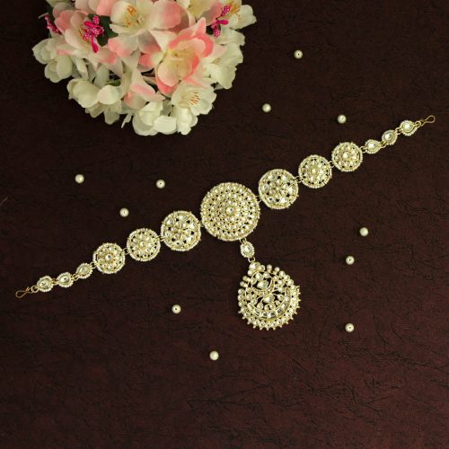 White Color Kundan Matha Patti