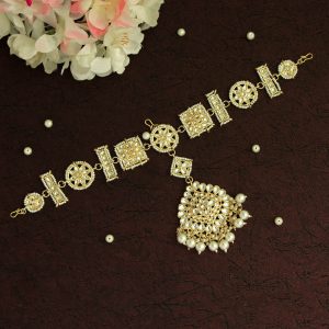 White Color Kundan Matha Patti-0