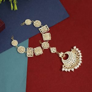 White Color Kundan Matha Patti-0