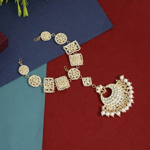 White Color Kundan Matha Patti