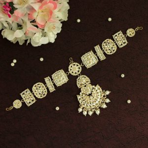 White Color Kundan Matha Patti-0