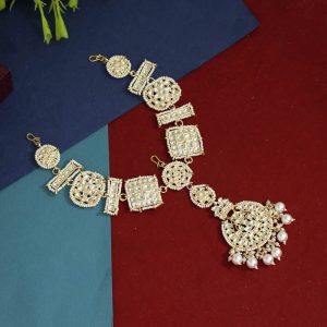 White Color Kundan Matha Patti-0