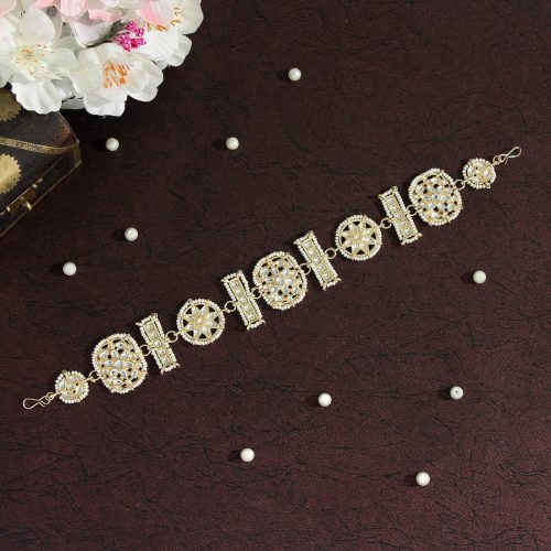 White Color Kundan Matha Patti