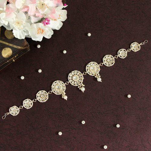 White Color Kundan Matha Patti