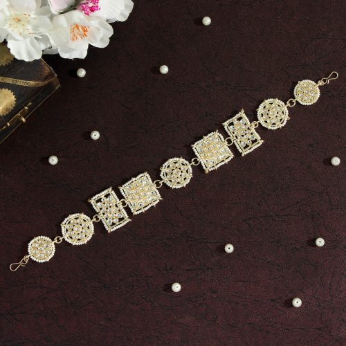 White Color Kundan Matha Patti