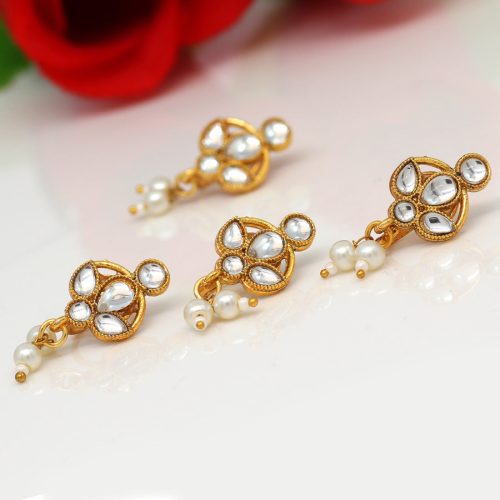White Color Kundan Nose Pin Combo Of 4 Pieces