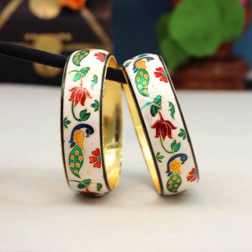 White Color Meenakari Bangle Size: 2.10