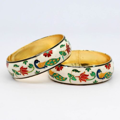 White Color Meenakari Bangle Size: 2.6