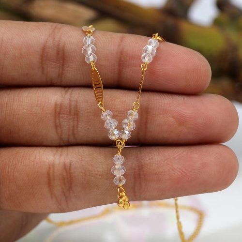 White Color Rhinestone Traditional Necklace