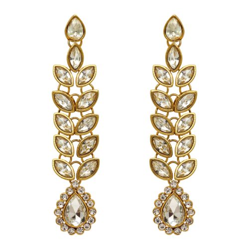 White Color Traditional Kundan Earrings For Women