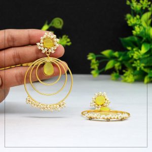 Yellow Color Amrapali Earrings-0