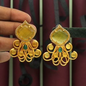 Yellow Color Amrapali Earrings-0