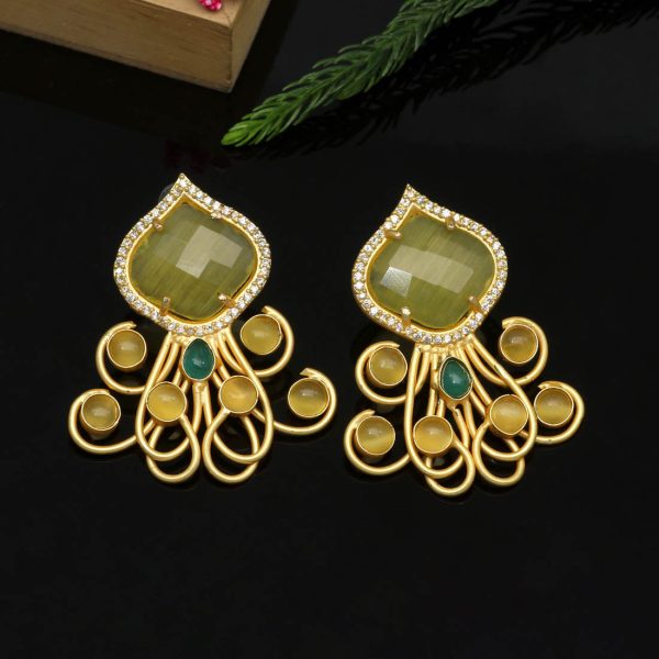 Yellow Color Amrapali Earrings-5980