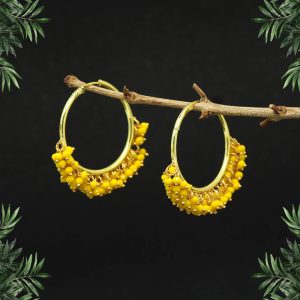Yellow Color Antique Hoop Earrings-0