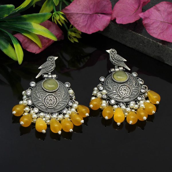 Yellow Color Premium Oxidised Earrings-4652