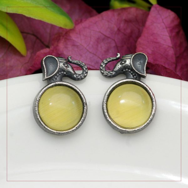 Yellow Color Premium Oxidised Earrings-0